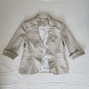 White House Black Market Cropped Blazer Neutral Cream Sz 4